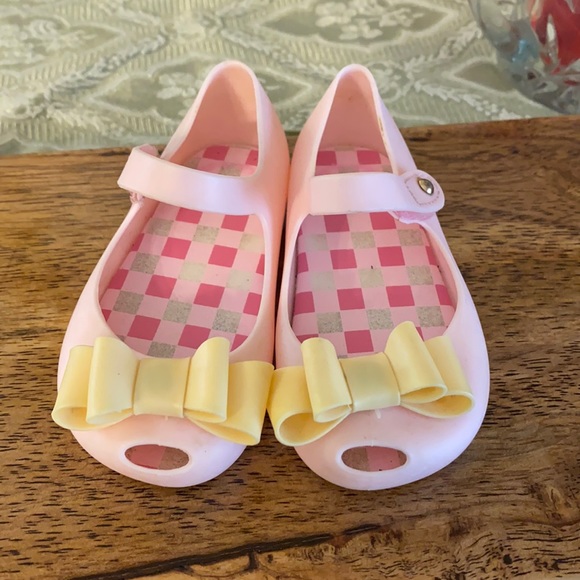 Whim & Wander pink bow peep toe maryjanes 6 - Picture 1 of 4